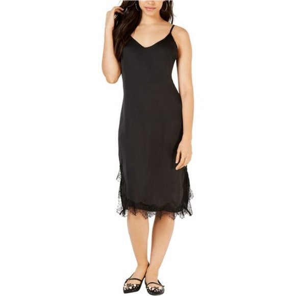 Project 28 Women's Lace-Trim Slip Dress in Black. M - Picture 1 of 6